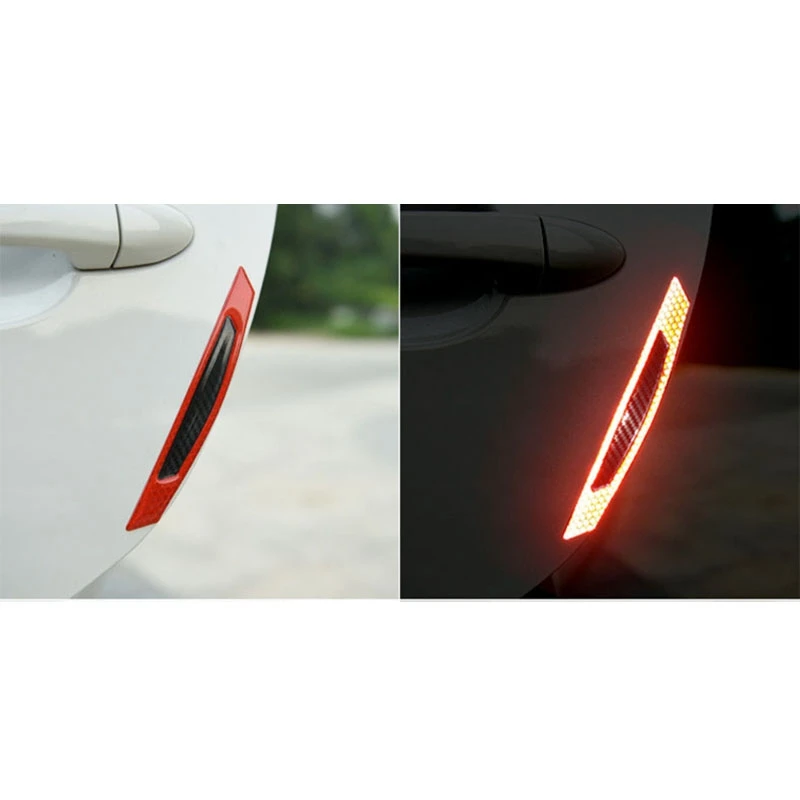 4 шт. Супер красные светоотражающие наклейки черные полосы из углеродного