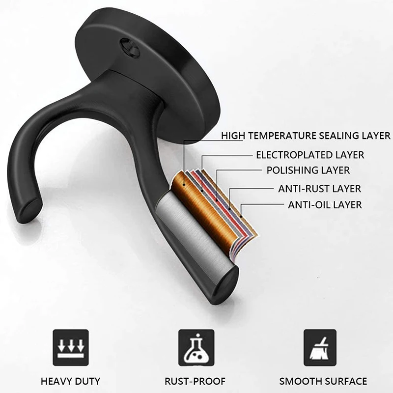 

Coat Hook Heavy Duty 4 Pack Matte Black Hooks for Hanging Coats and Hat Hook Door Towel Hooks for Bathrooms Wall