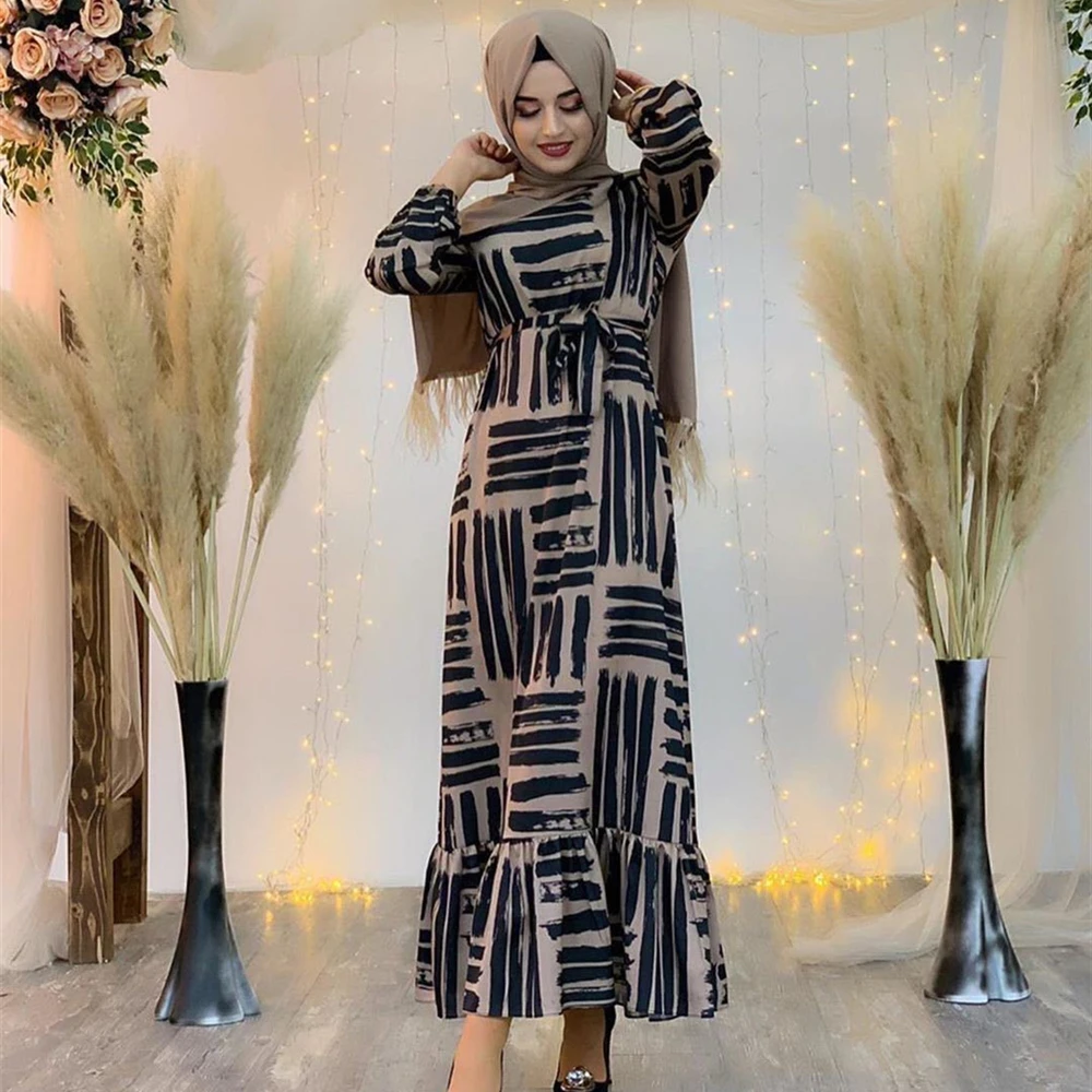 Eid Mubarek Muslim Fashion Dubai Abaya Turkey Hijab Summer Dress Kaftan Caftan Islam Clothing For Women Robe Femme Ete Vestidos