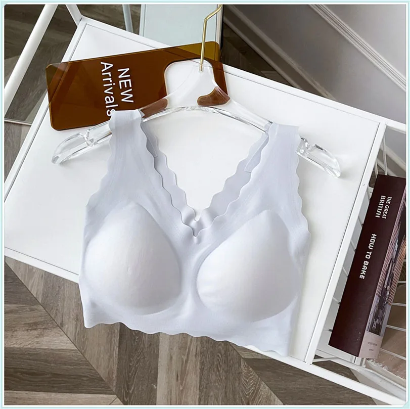 

2021 Brassiere Push Up Bralette With Pad Vest Top Bra For Girls Women Pregnant Seamless No Steel Ring Deep V Small Spray Bra