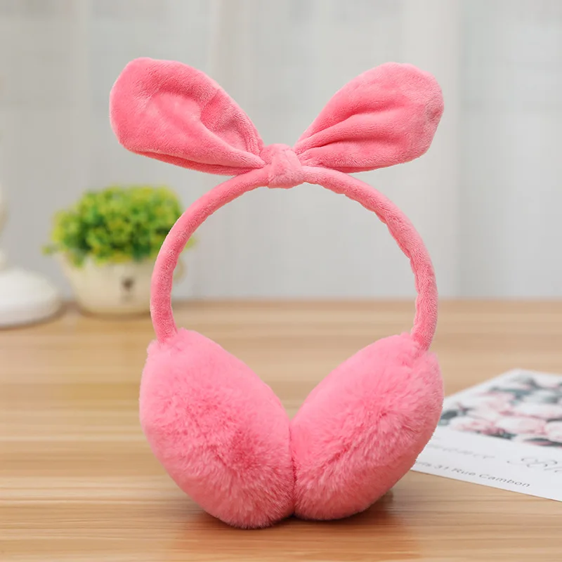 Женские наушники с заячьими ушками зимние теплые милые удобные мягкие плюшевые