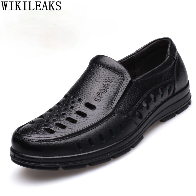 

Sandals Men Summer Mens Shoes Genuine Leather Men Casual Shoes Breathable Loafers Men Luxury Designer Shoes Zapatillas Hombre