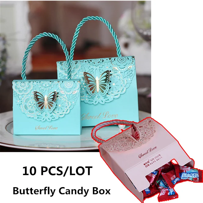 

10pcs/lot Butterfly Portable Party Wedding Favor Candy Boxes Baby Shower Gift Boxes wedding party favor box Candy gift boxes