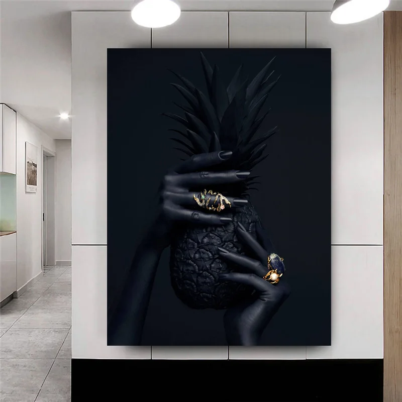 

RELIABLI ART Modern Canvas Painting Hand And Pineapple Posters and Prints Wall Art Pictures For Living Room Nordic Home Decor