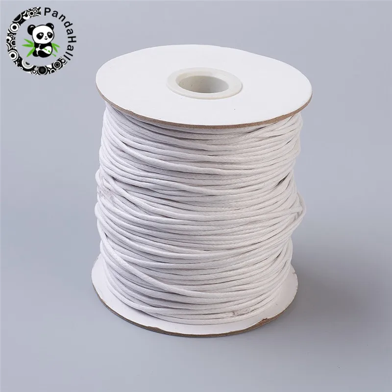 White Pandahall 1,5 мм восковой хлопковый нитки шнур, веревка для Браслеты Цепочки и ожерелья ювелирных изделий около 100 ярдов/рулон - Цвет: White