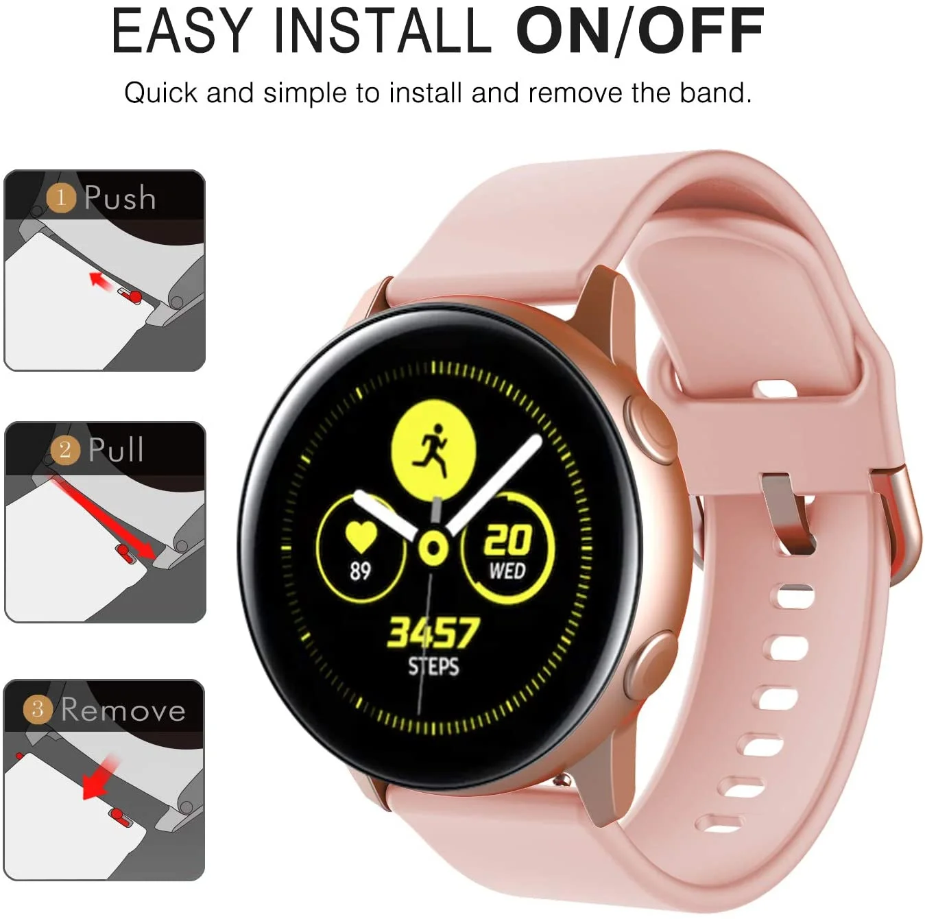 Ремешок силиконовый для Samsung Galaxy Watch Active 2 спортивный браслет наручных часов samsung