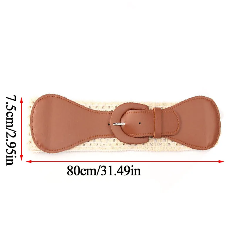 

Vintage Hollow Belts Women Fashion Elastic Black Waistband Cutout Wild Belts For Female Stretch PU Leather Dress Waist Belts