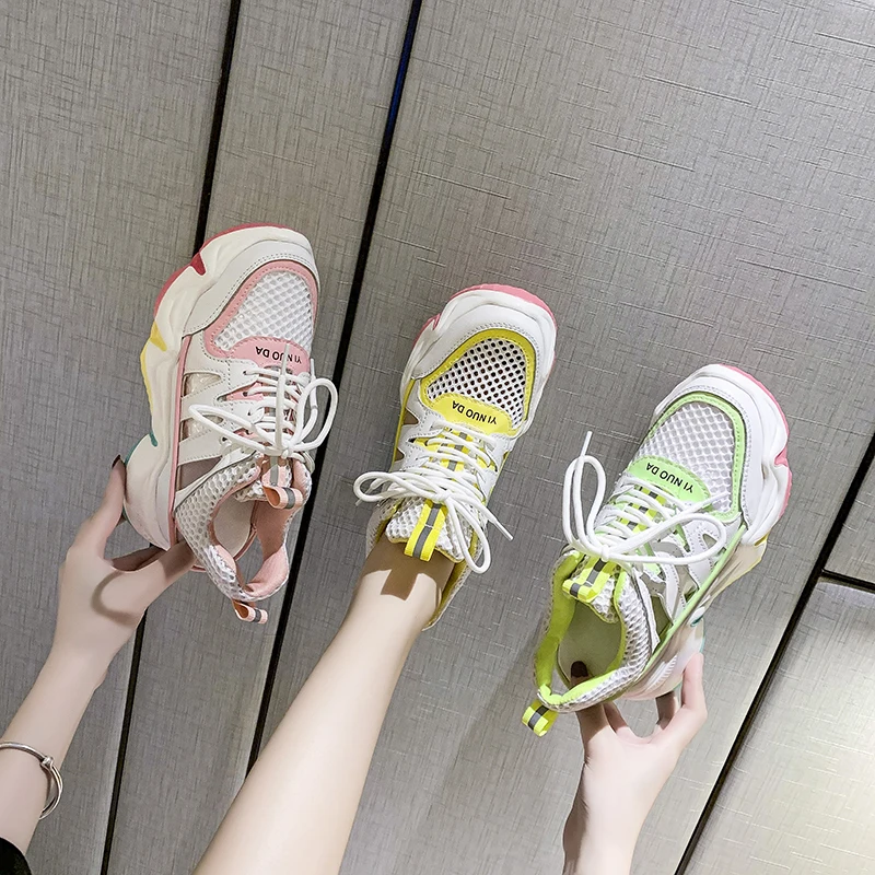 2020 летние сандалии Женские кроссовки Сетчатые повседневные на платформе Обувь