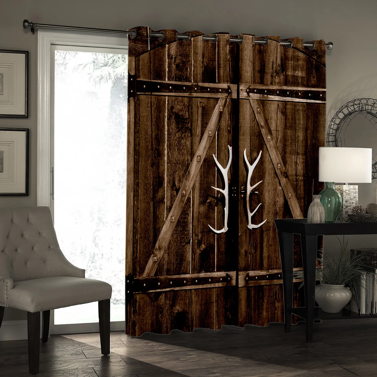 Деревянные занавески с рогами для дверей в деревенском стиле окна комнаты