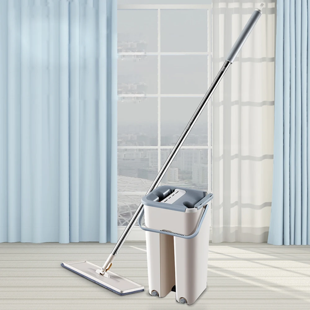 Плоская выдавливаемая Автоматическая швабра и ведро ручная стирка плоская