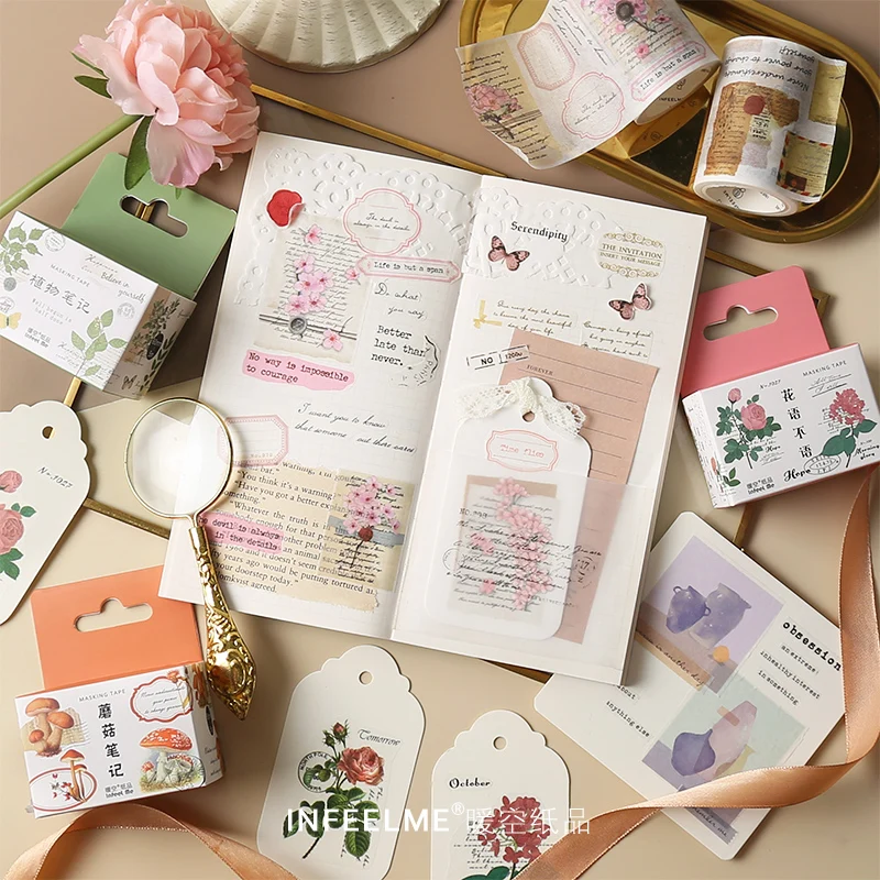 Vintage Wide Washi Tape Retro Masking Journal Supplies Kawaii Adhesive Planner Decorative Cute | Канцтовары для офиса и дома