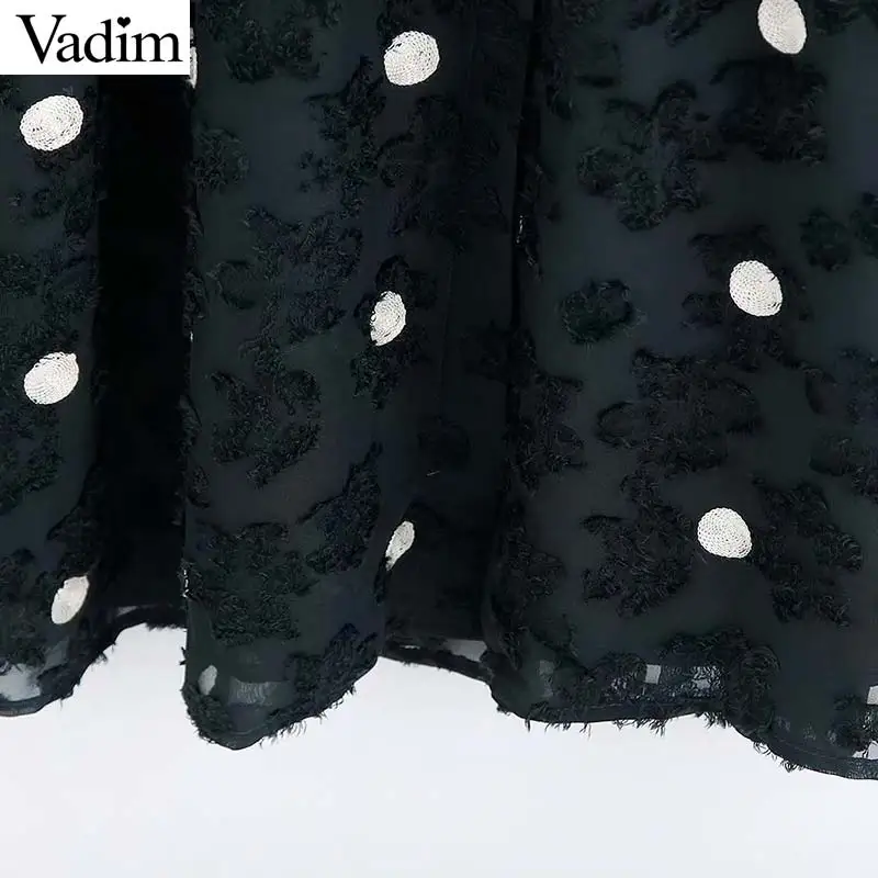 Женское элегантное платье vadim офисная одежда миди с длинным рукавом в горошек