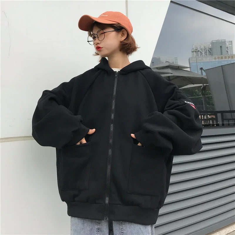 

Plus size Hoodies Women Harajuku streetwear kawaii oversized zip up sweatshirt clothing korean style long sleeve tops latest