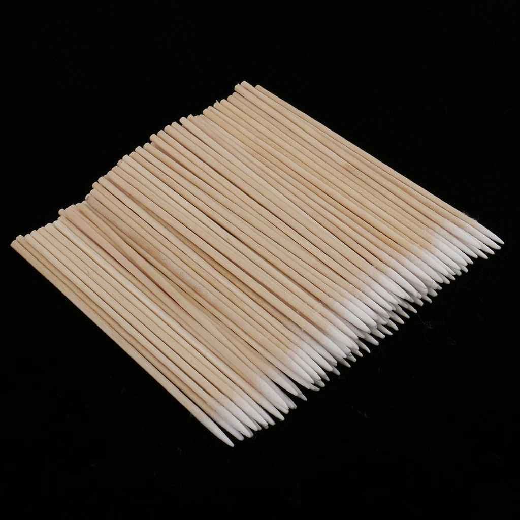 

100Pcs Wooden Handle Makeup Microblading Cotton Swabs Sticks Cleaner