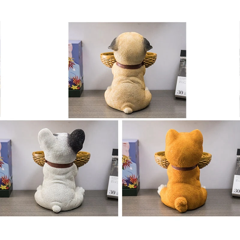 

Nordic Pug French Bulldog Dog Statue Remote Control Storage Box Resin Shiba Inu Sculpture Home Decoration
