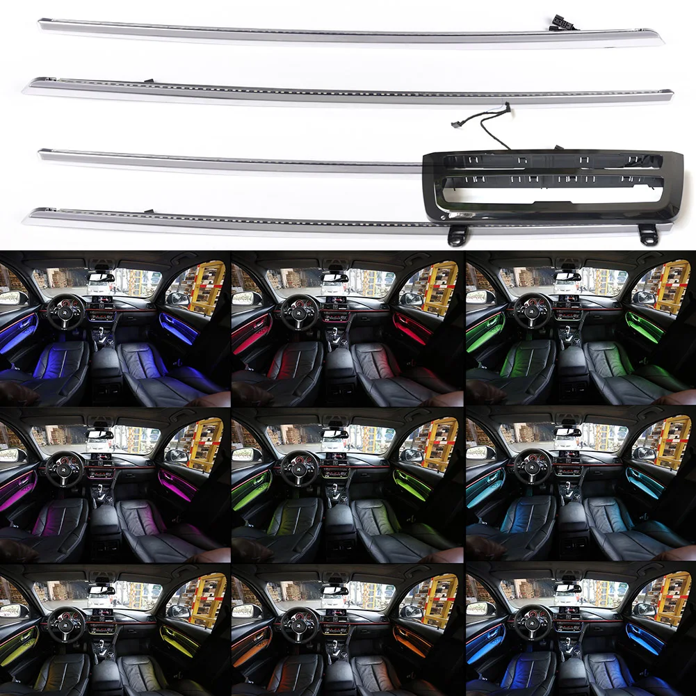 

Интерьер автомобиля светодиодный дверь тире Панель окружающей среды светильник Бар отделка серебро полосы для BMW 2012-2019 F30 F31 3 серии