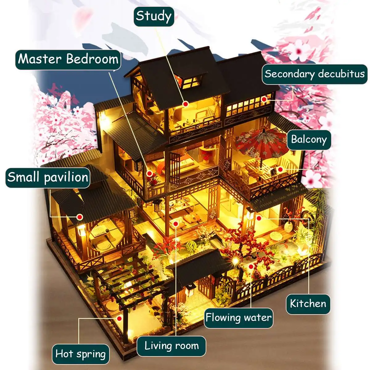 

Christmas Gift 3D Wooden Doll House DIY Dollhouse With Furniture&Lights Miniature Doll Houses 3D Puzzle DollHouses Toys For Kids