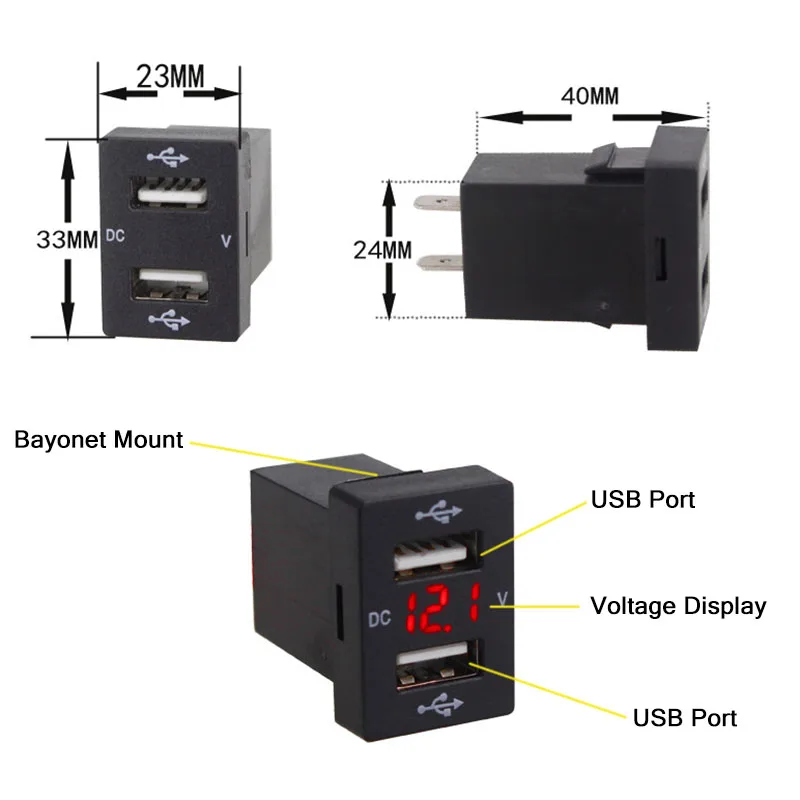 Подходит для автомобильного зарядного устройства с USB-разъемом 12-24 в 2 1 А быстрое