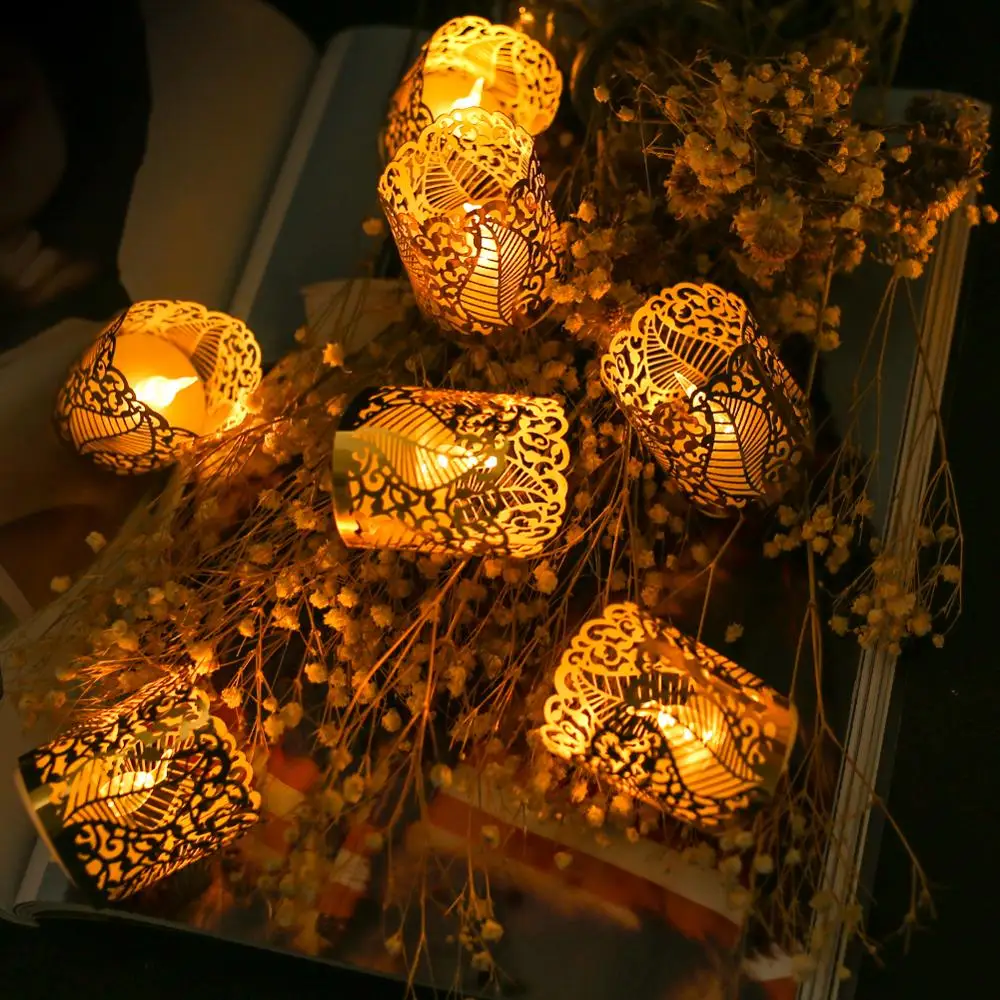 12 шт. бумажные светодиодные абажур с лазерной резкой для свечи листья пустотелый