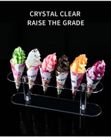 4 holes transparent acrylic ice cream cone holder tray sushi roll display stand rack shelf