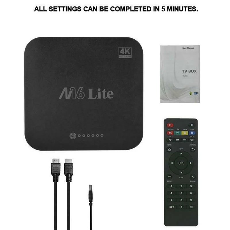 M16 Lite Android Smart Tv Box 1G Ddr3 8G Emmc Rom телеприставка 4K 3D H.265 Wifi медиаплеер ТВ приемник Us Plug |