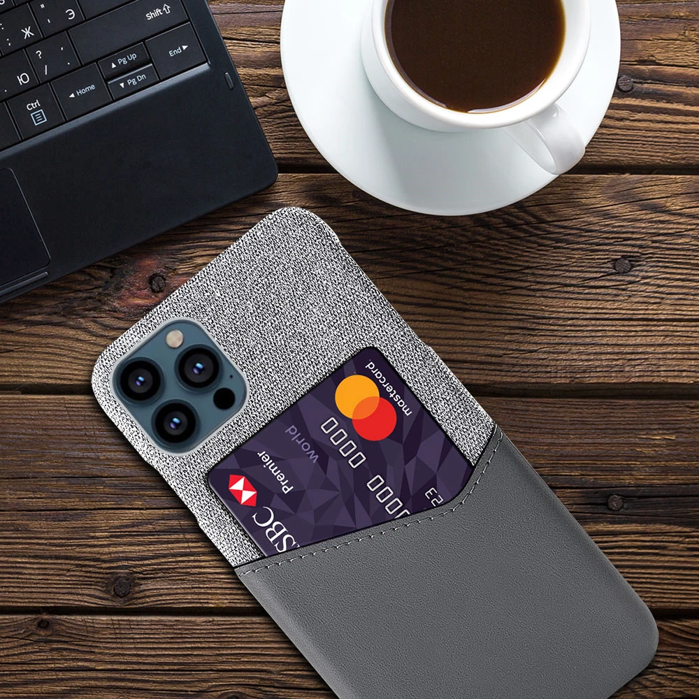

Febric Card Holder Cover For iPhone 13 Pro Max Coque Cloth Texture PU Antiskid Funda For Apple iPhone 13pro Max 6.7" 2021 Case
