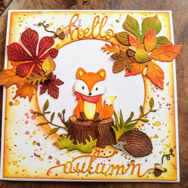 autumn fall harvest season food cake animals leaves house car letter sentence metal cutting dies make stencils decorate cards free global shipping