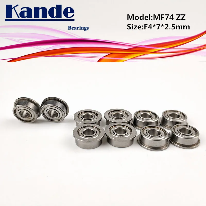 Kande Bearings 10PCS MF74ZZ MF74Z MF74 MF74 ZZ MF74 Miniature Flange Bearing F4x7x2.5mm