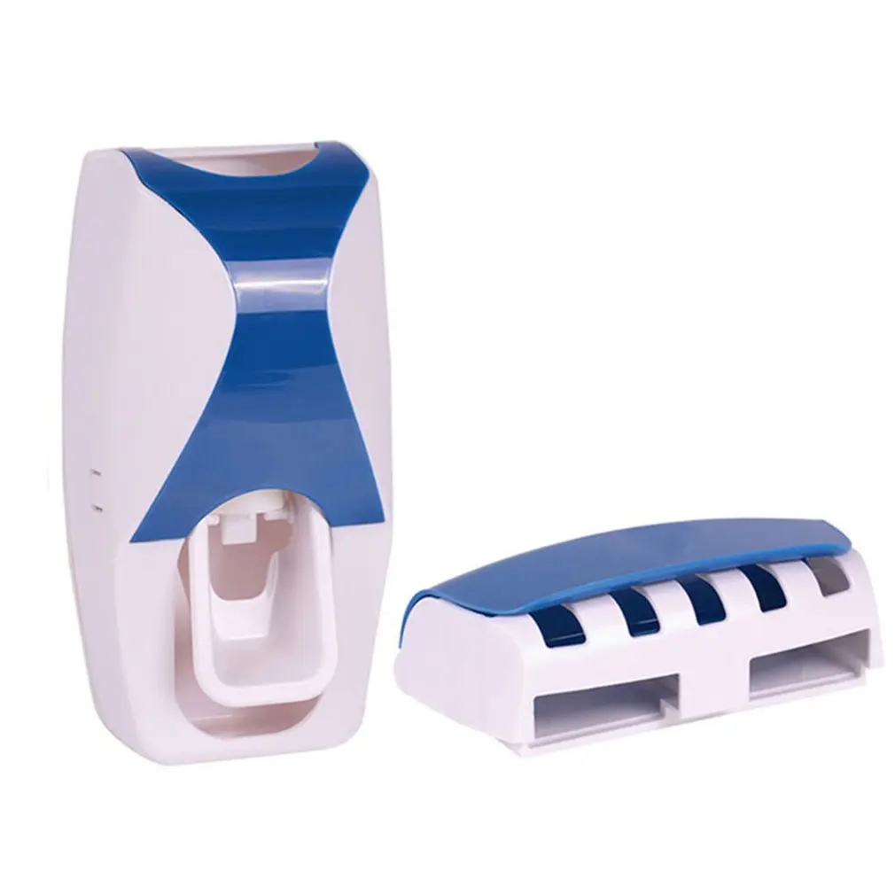 

Automatic Toothpaste Dispenser Wall Mount Dust-proof Toothbrush Holder Wall Mount Storage Rack Bathroom Accessories Set Squeezer