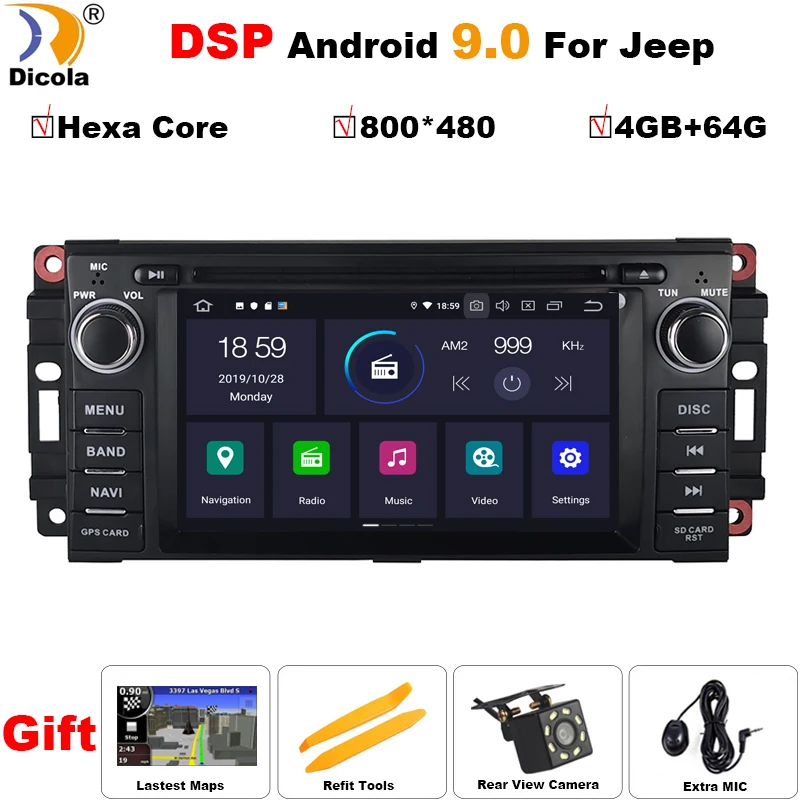 PX6 DSP шестиядерный автомобильный радиоприемник Android 9 DVD плеер для jeep Grand Cherokee Chrysler