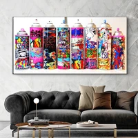 graffiti art spray can collection wall posters and prints colorful paint bottle decorative pictures for bar cafe home decor