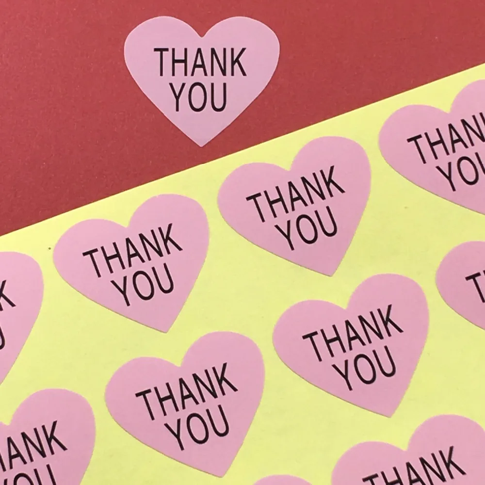 Бумажный стикер этикетки в форме сердца &quotспасибо&quot печать наклейки s для