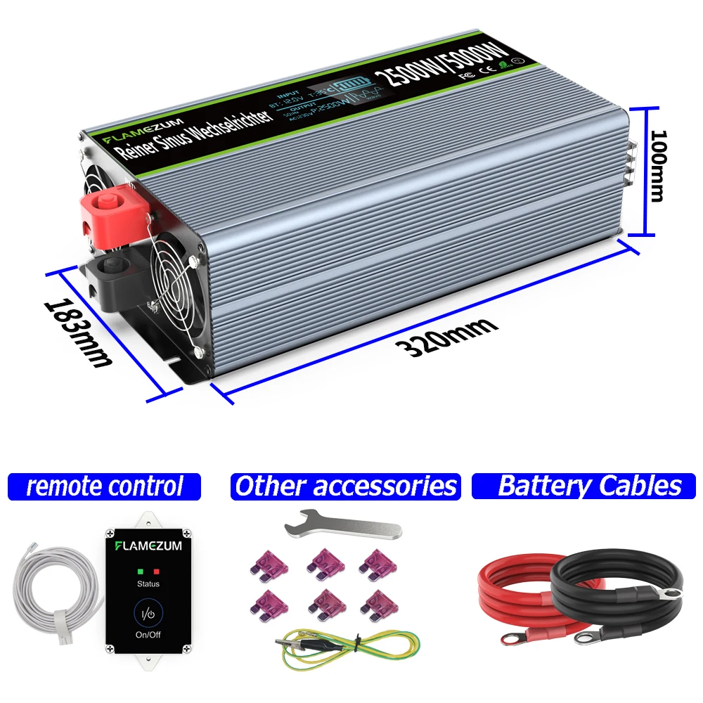 Инвертор немодулированного синусоидального сигнала 5000 Вт/2500 Вт постоянный ток 12