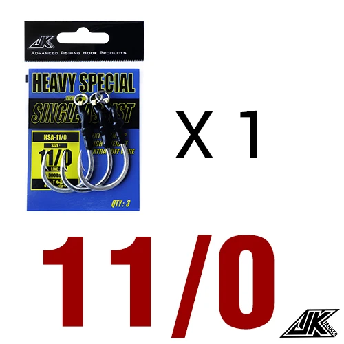 JK HSA Poppers Lure Wood 4X Heavy jigging Hooks Sea Power Assist Fishhook Stick Baits Luring Boat Hook Fishing 5/0 7/0 9/0 11/0 - Цвет: 11 l 0 -1pack