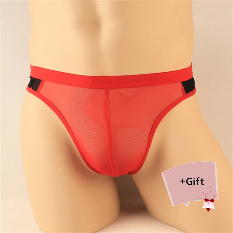 Трусы-стринги мужские сетчатые с вентиляцией в подарок на день Святого Валентина