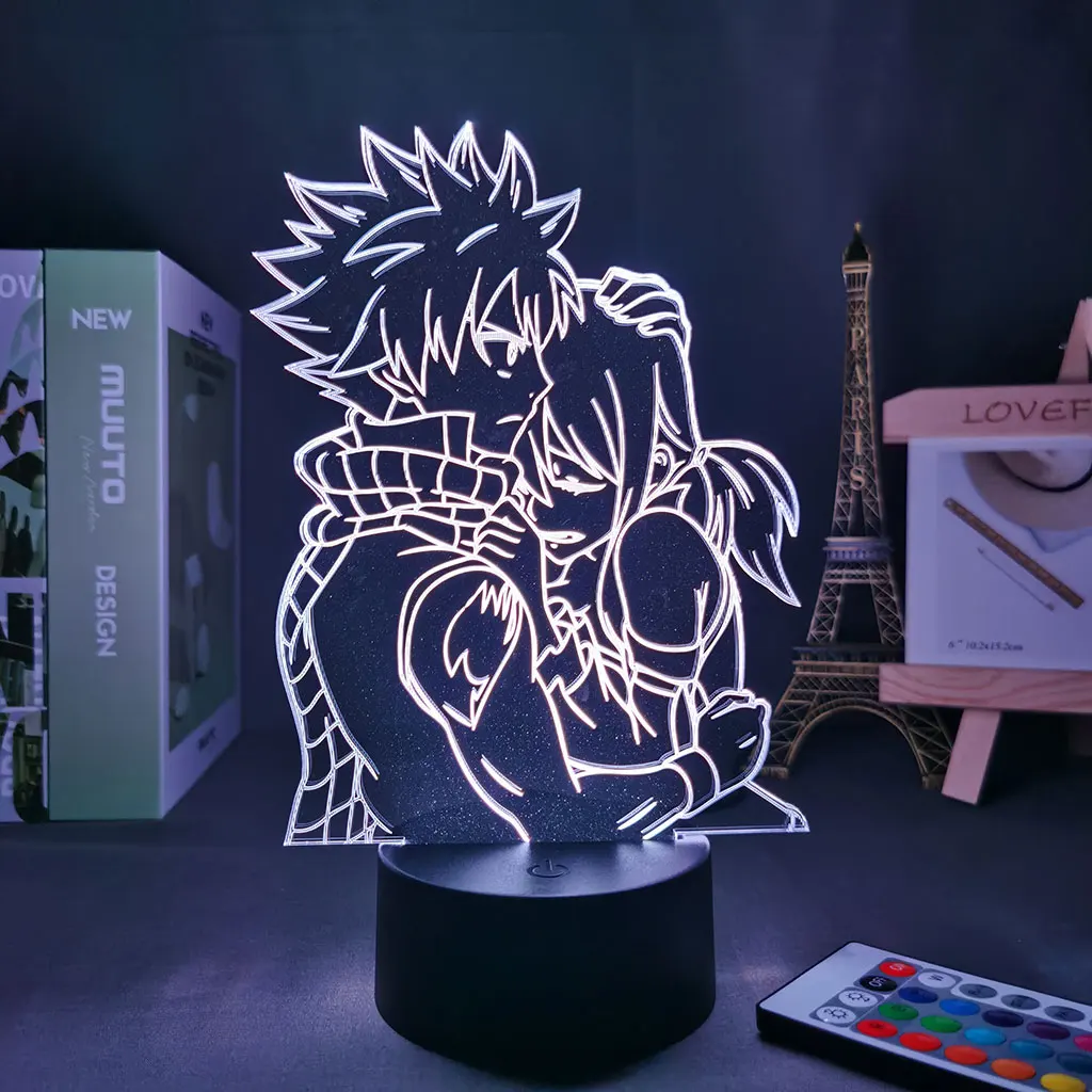 

3d Lamp Anime Fairy Tail Natsu Dragneel and Erza Scarlet Hug Night Light Led Touch Sensor Nightlight for Child Room Decor Table