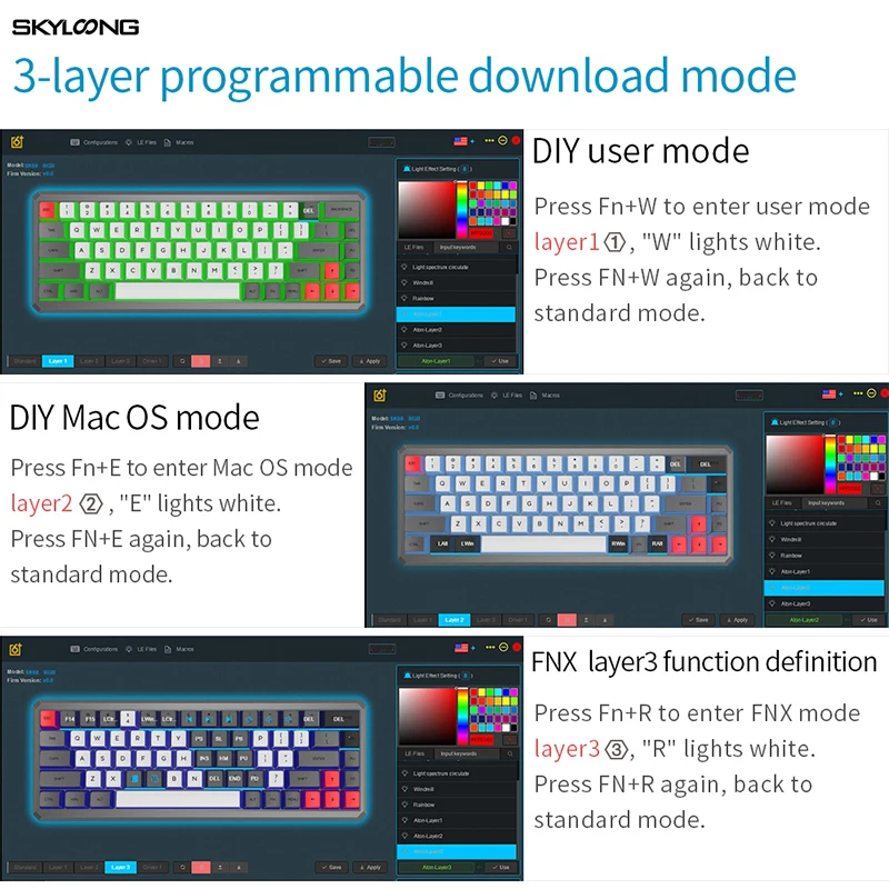 SKYLOONG SK68 PCB механическая клавиатура Беспроводная Bluetooth игровая Горячая замена ABS