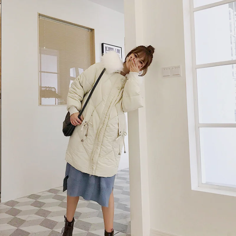Зимняя женская новая парка средней длины Женская свободная пуховая куртка с