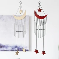 creative wood moon aluminum tube wind bell semi handmade classic wooden crafts gift wind chime home wall hanging decoration