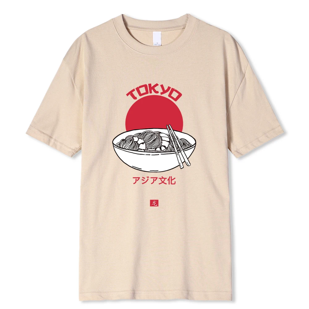 Японские Лапша культуры printTshirt Мужской Забавный новый круглый вырез горловины с