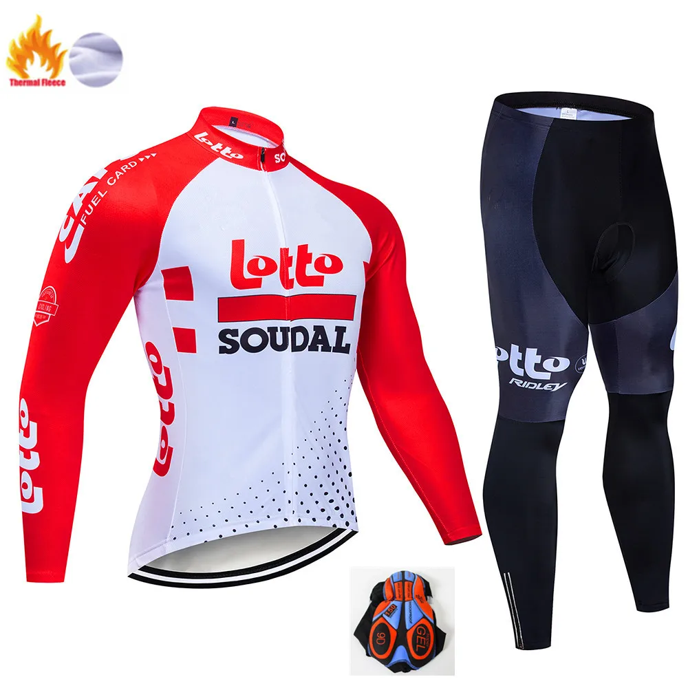Pro Team LOTTO Велоспорт Джерси 9D Bib набор MTB Форма велосипед одежда мужская зимняя теплая флисовая велосипедная Одежда для велоспорта - Цвет: Winter Cycling Suit