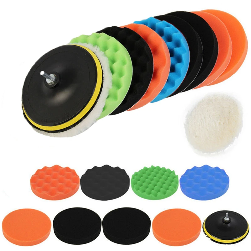 

11Pcs Polishing Pad Kit self adhesive polishing Waxing Sponge Car Polish Buffing Pad with M10 Drill Adaptor For Car Clean Tool