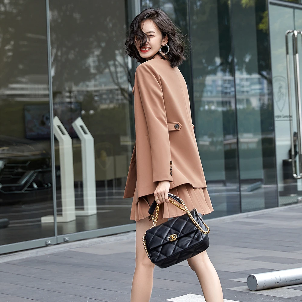 

High Quality Fall Autumn Winter Blazer and Mini Skirt Suit Women Girl 2021 Latest Fashion Ladies 2 Piece Set