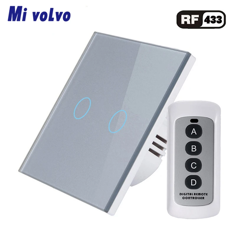 Сенсорный выключатель Mivolvo RF433 панель из закаленного стекла с беспроводным