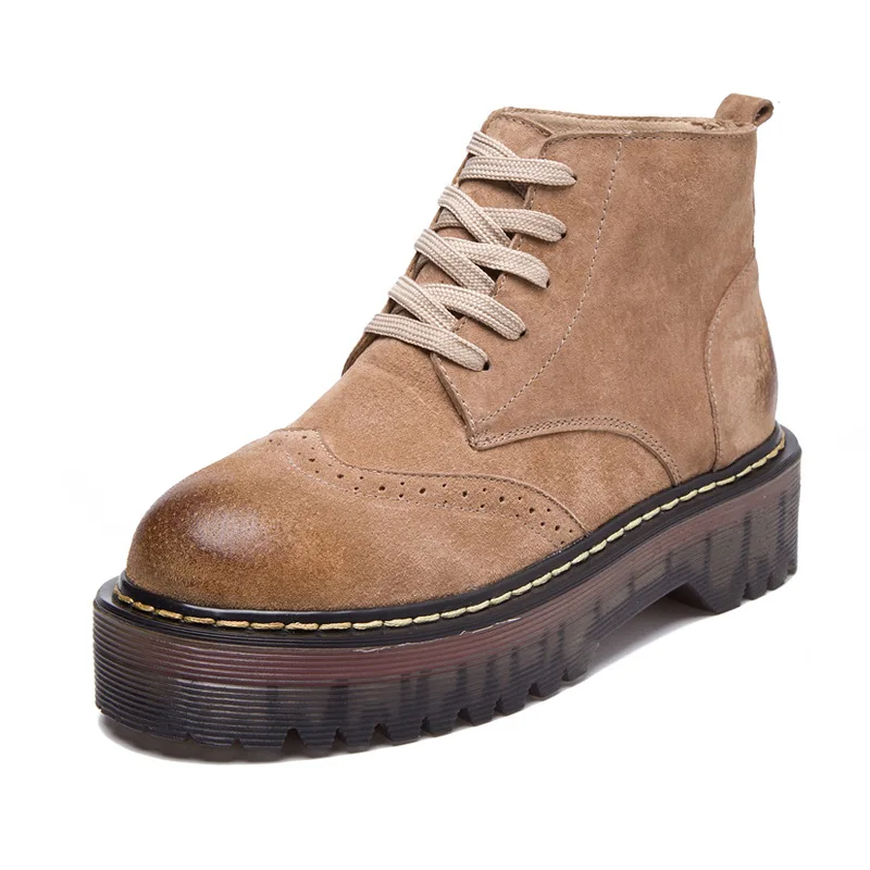 Мотоциклетные ботинки на плоской платформе женская обувь сезон осень-зима