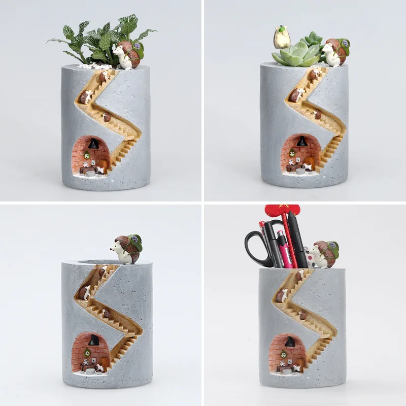 

Creative Animal Resin Flowerpot Succulents Planter Water Planting Container Rabbit Hedgehog Decorative Pot Desktop Ornament