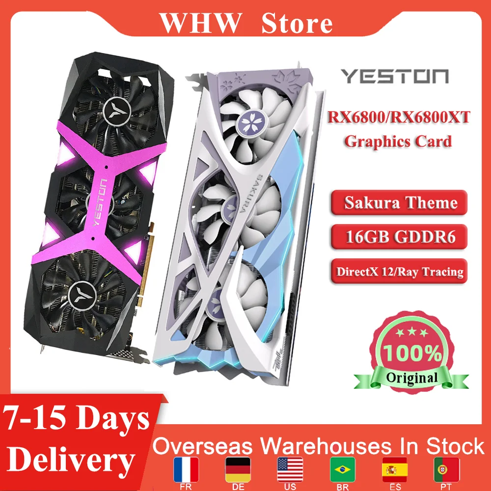 

New Yeston RX6800-16G D6 Graphics Card 7nm 3840 16G/256bit/GDDR6 1980-2190MHz 8+8PIN DP*3+HD RX6700/6800XT GPU Gaming Video Card