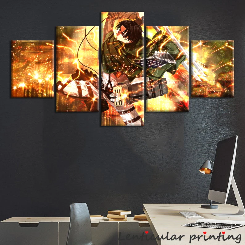 

Handsome Levi Ackerman Poster Anime Attack on Titan Canvas Oil Painting Wall Art Anime Decor Sofa Background