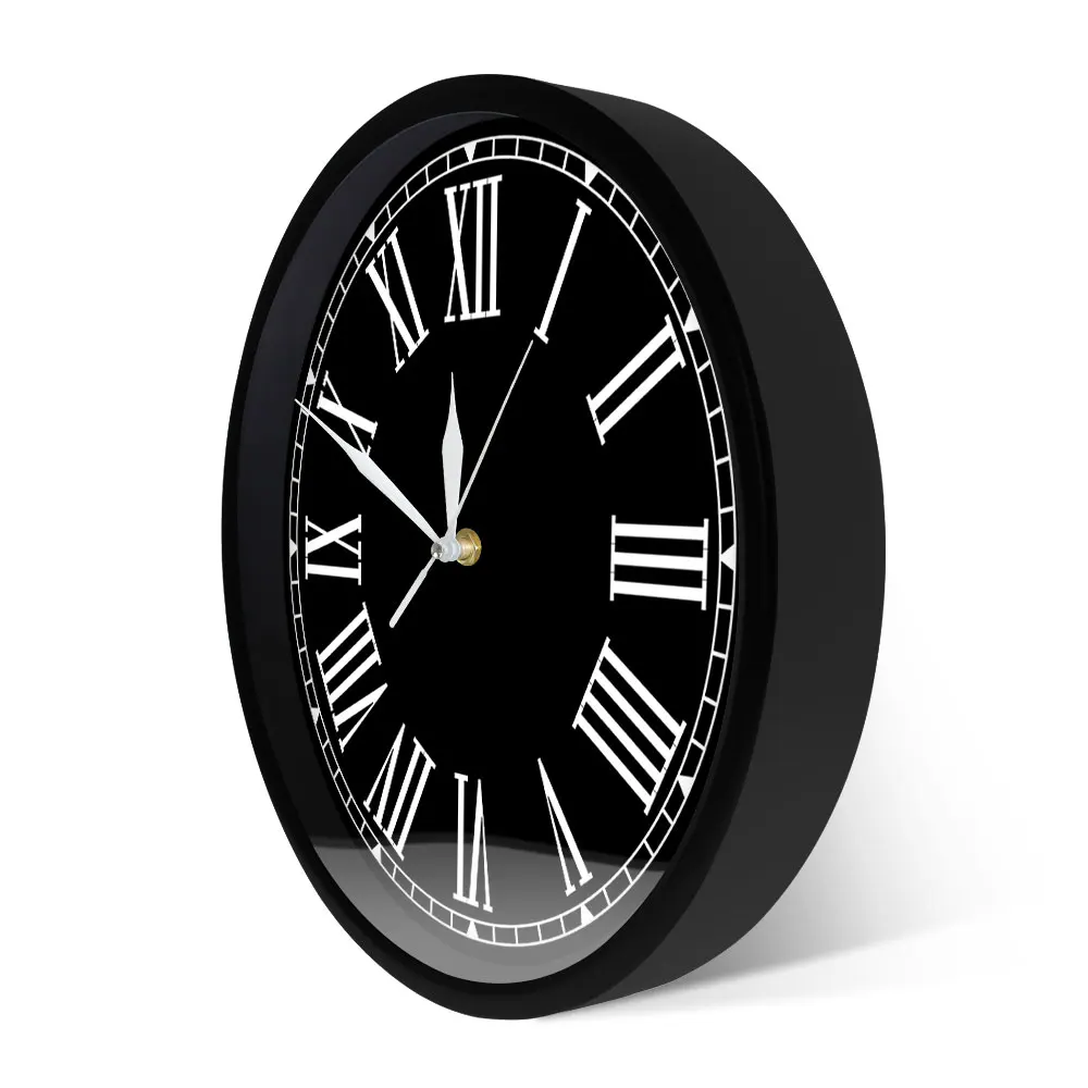 Бесшумные настенные часы с римскими цифрами индивидуальное имя семьи