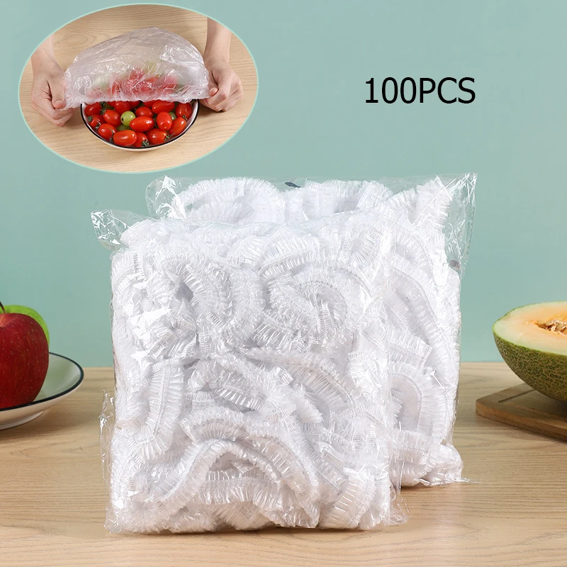 

100Pcs Disposable Plastic Wrap Food Cling Film Food Grade Preservative Film Food Storage Covers Durable Kitchen Storage Reusable